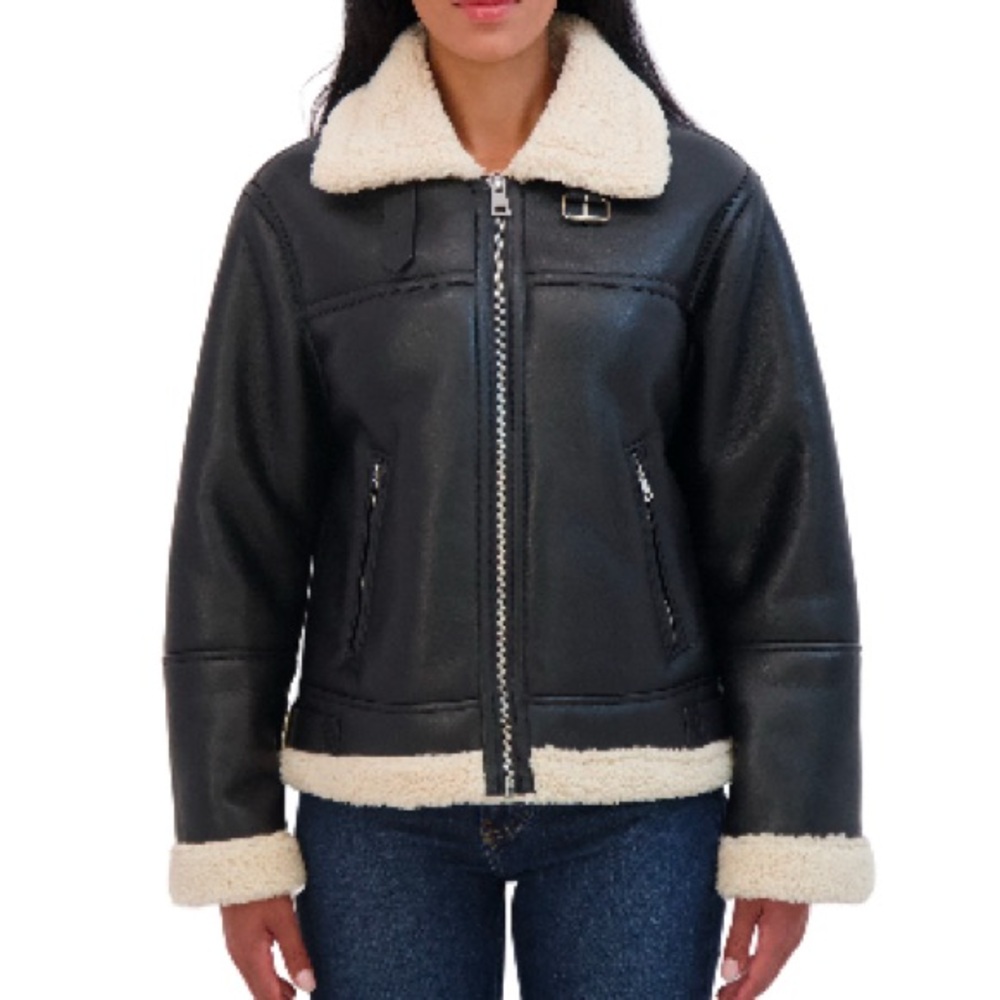 Women's Black Shearling Leather Jacket